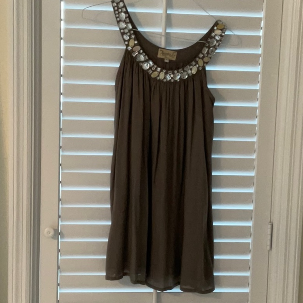 Alessandra N Saint Barth mini dress with mother of pearl embellished neckline XS